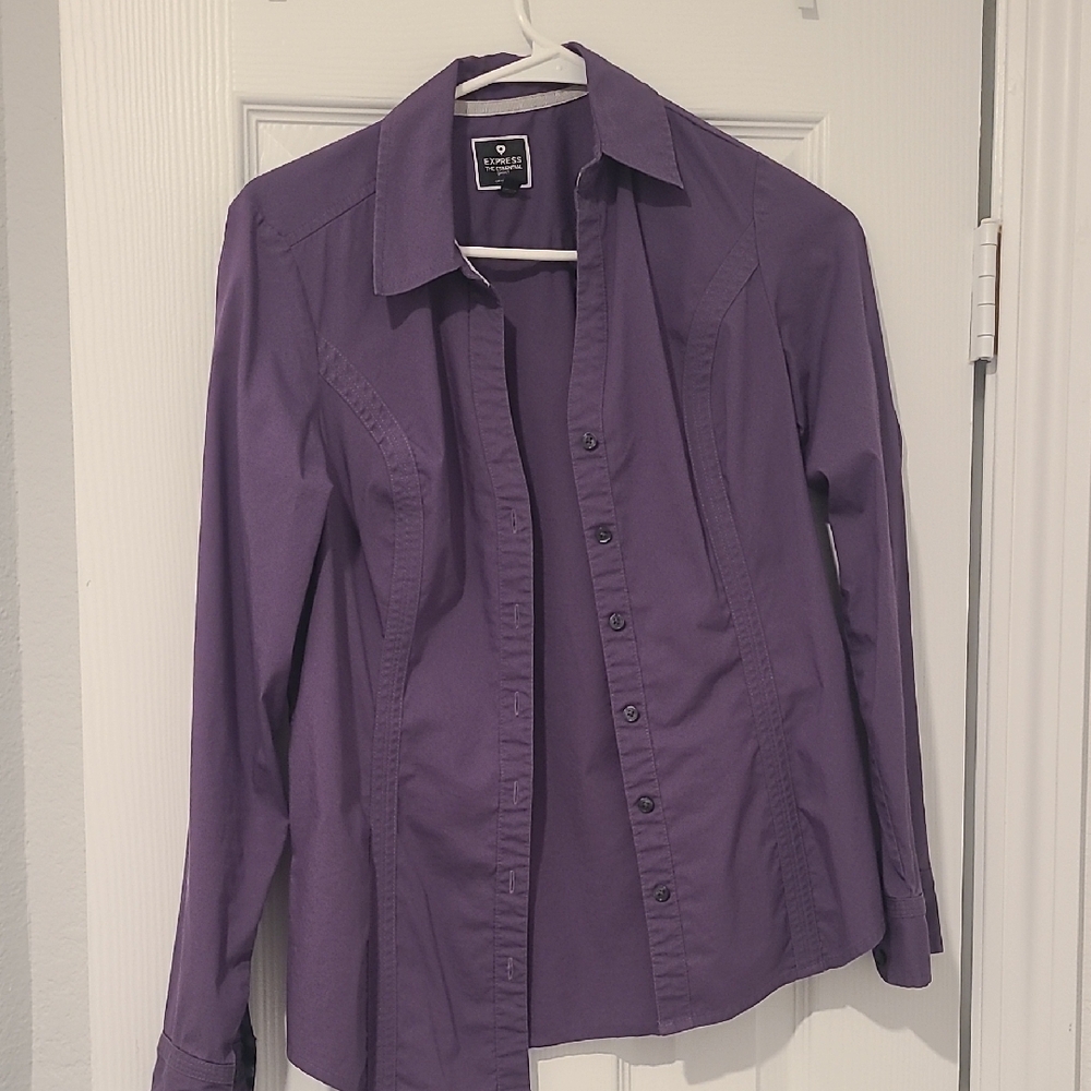 Express Purple Button-Up Shirt